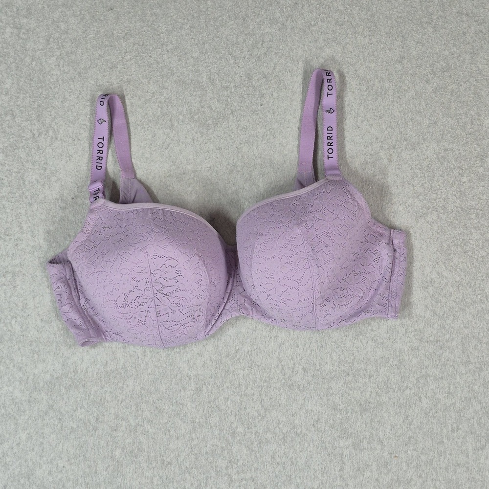 Torrid Curve Women Bra 40DDD Purple Floral Full Coverage Balconette READ